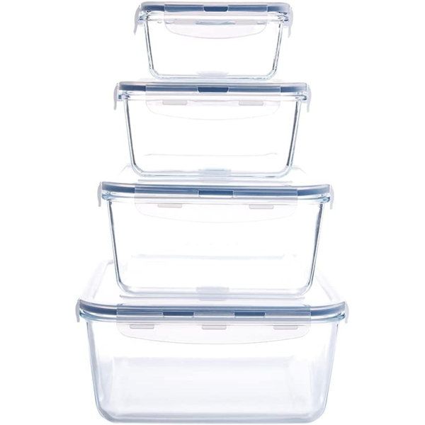 Orchids Aquae Extra Large Glass Storage Containers With Lids, Lunch Containers, Ideal For